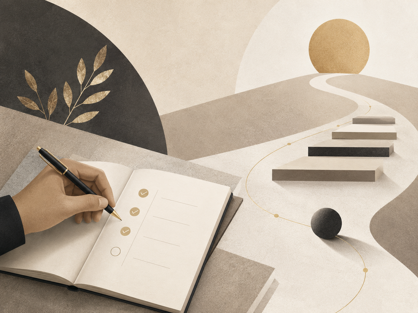 A professional developing a structured action plan in a focused work setting.
